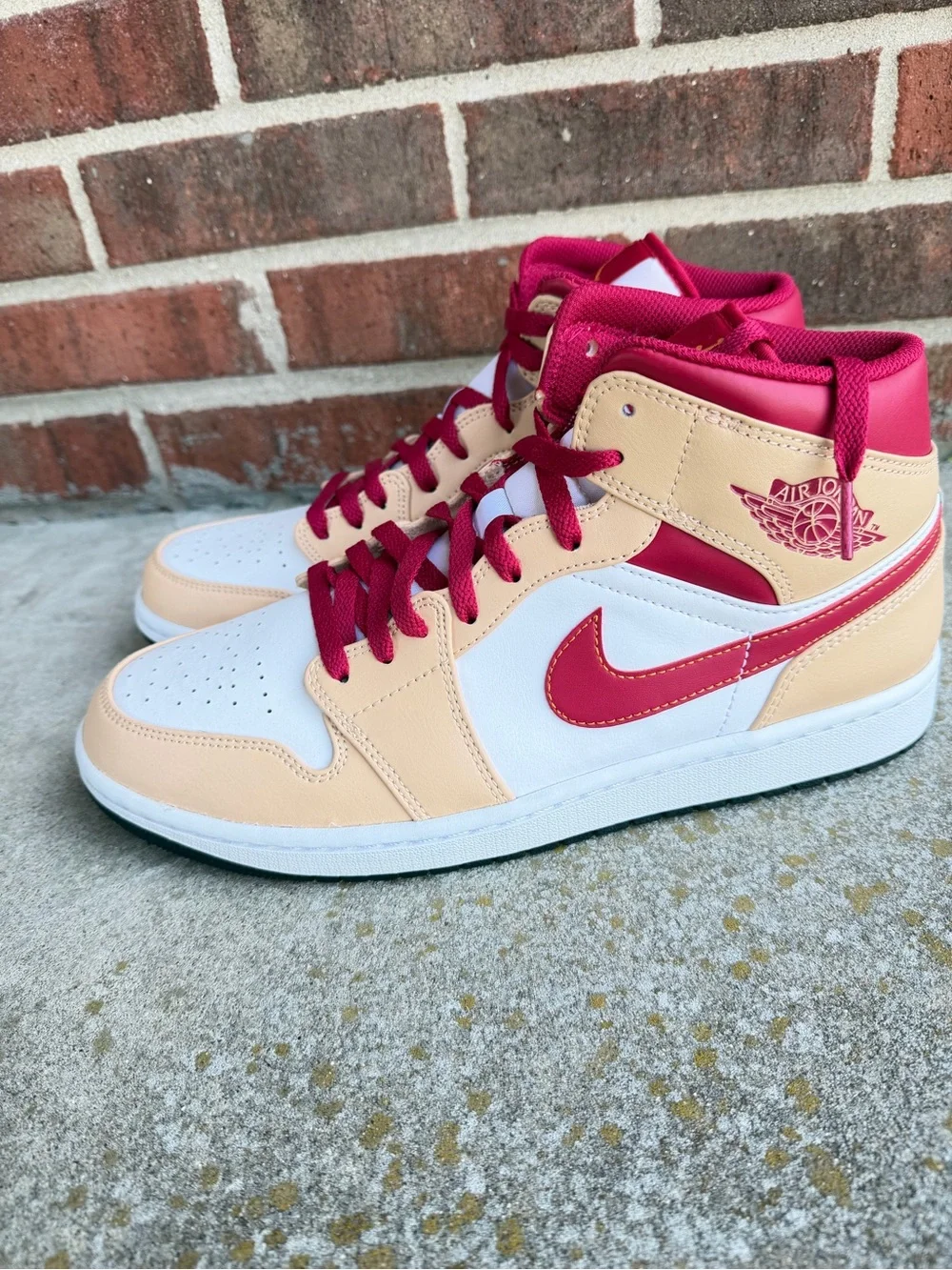 Jordan Women’s Mid-Top Sneakers in Peach, White & Burgundy